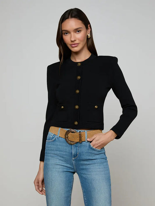 Black Patsy Cropped Cardigan