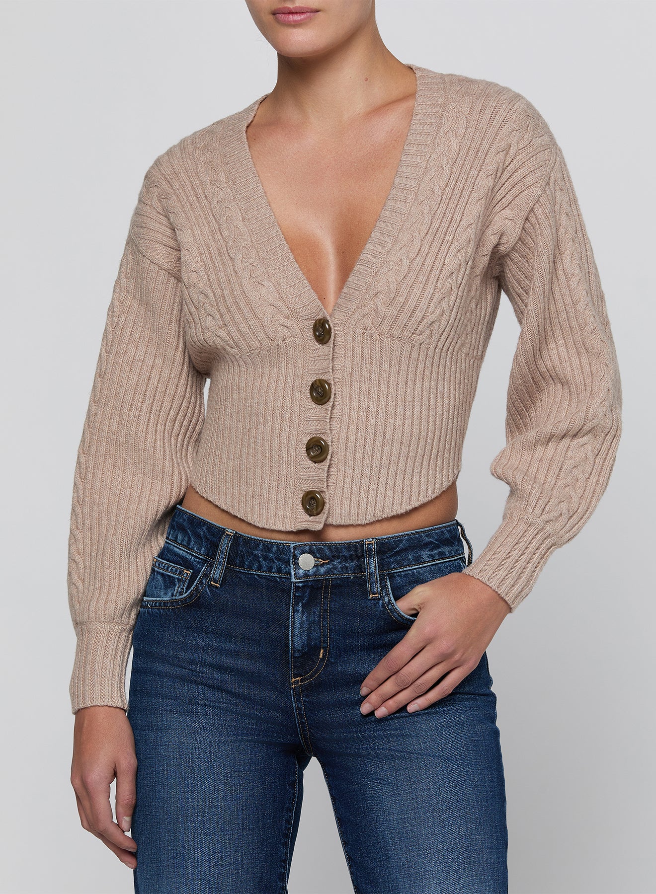 HAIL V NECK CABLE CARDIGAN