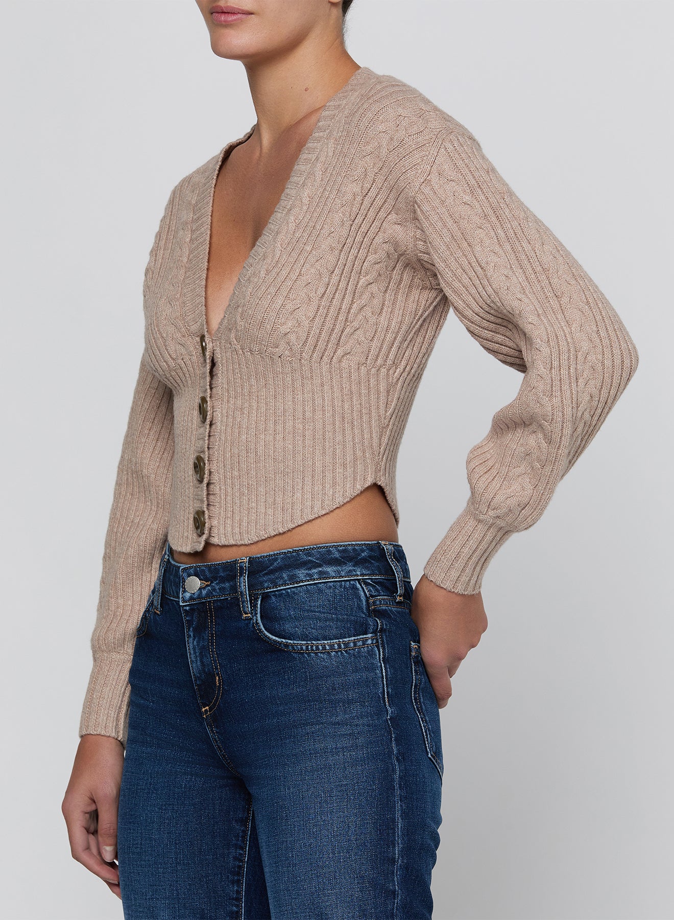 HAIL V NECK CABLE CARDIGAN