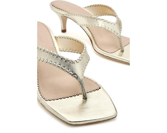Light Gold Frankie Metallic Kitten Heel Sandal