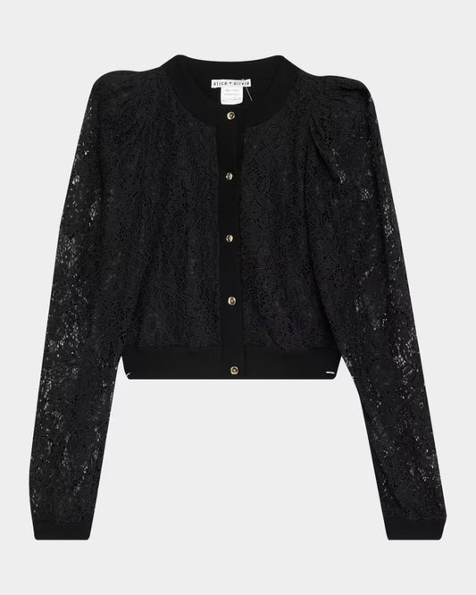 Black Kitty Lace Overlay Cardigan