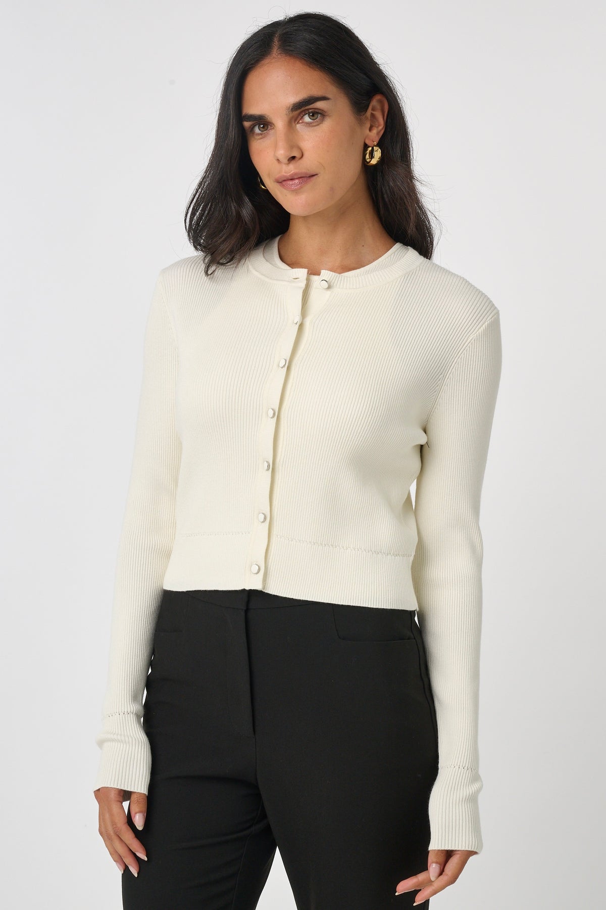 Ivory Zoe Cropped Fitted Cardigan