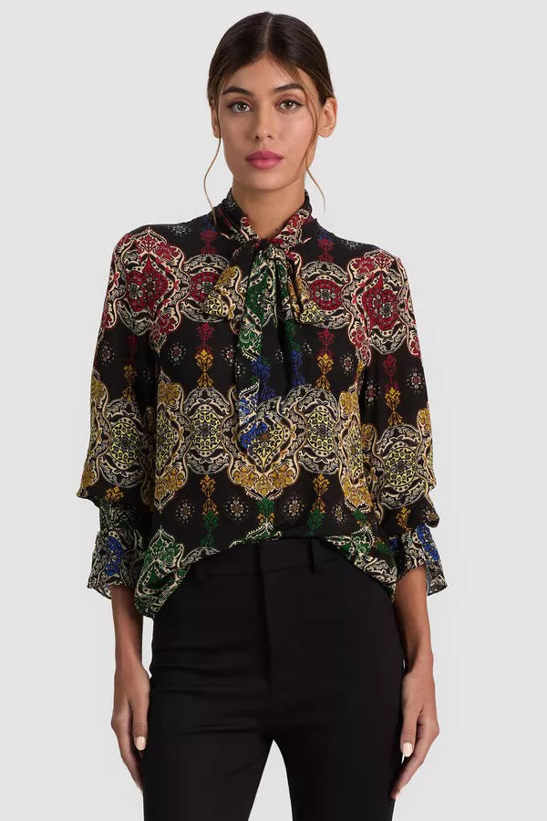 Lloyd Wrap Neck Tie Sleeve Top