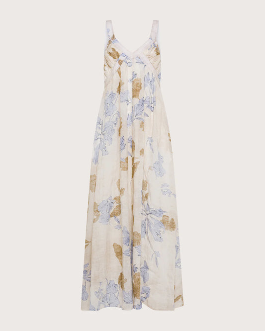 Printed Ramie Voile Maxi Dress