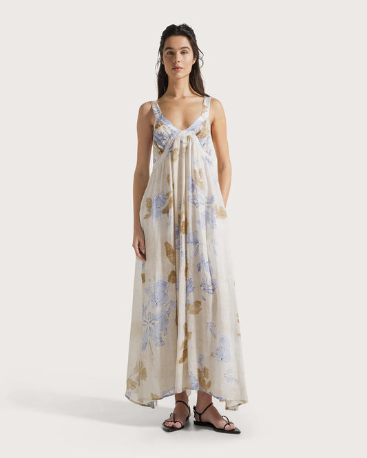Printed Ramie Voile Maxi Dress
