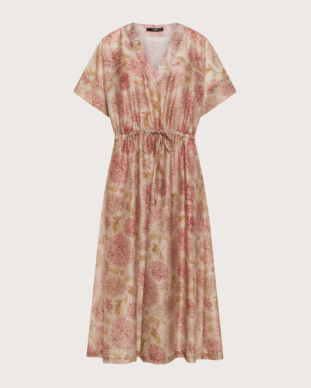 Blended Linen Organza Midi Dress