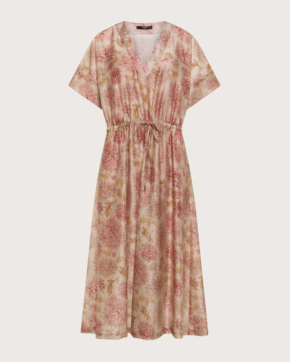 Blended Linen Organza Midi Dress