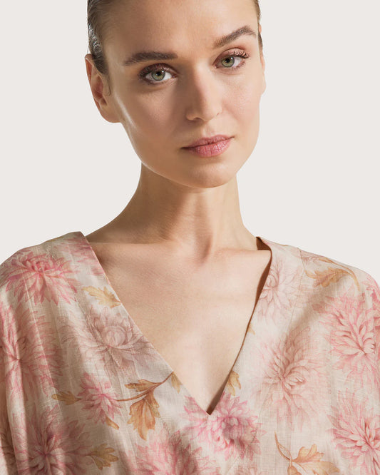 Blended Linen Organza Midi Dress