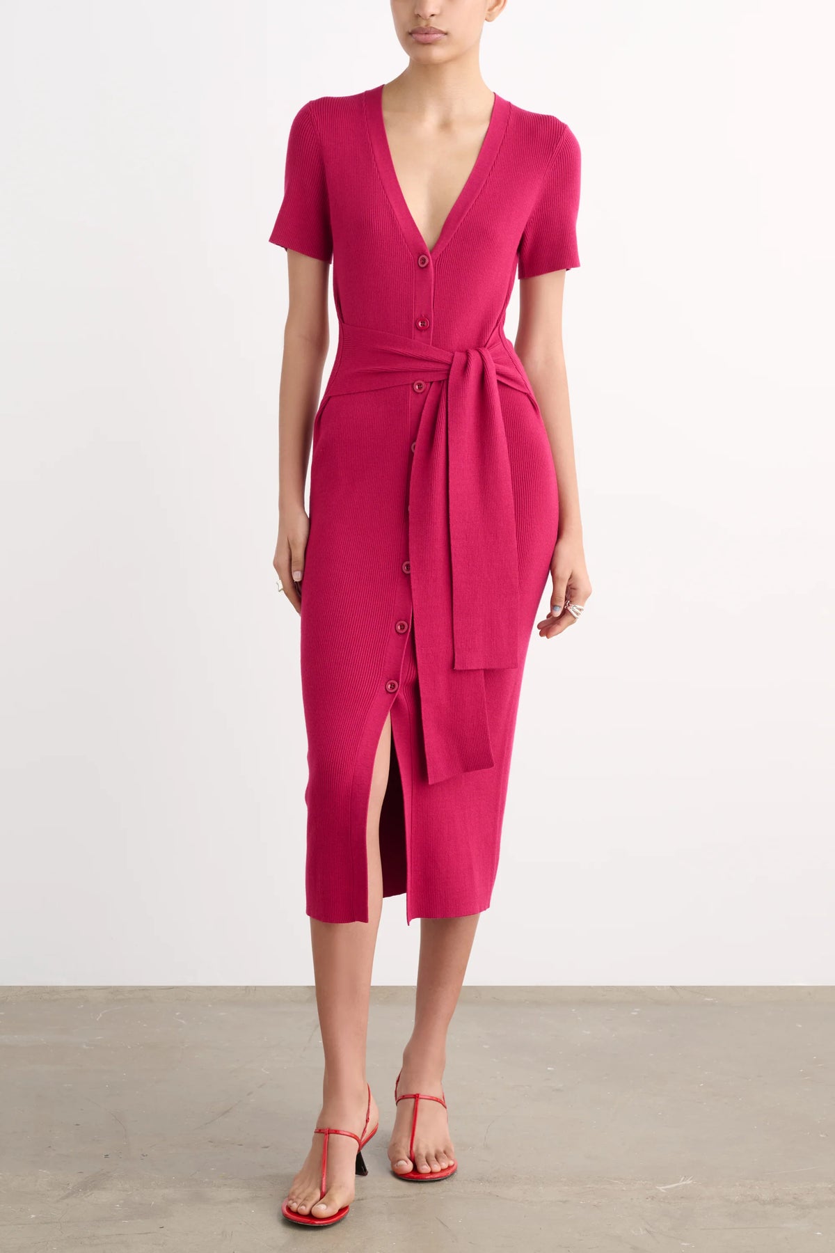 Crushed Raspberry Agnes Short Sleeve Cardi Dress