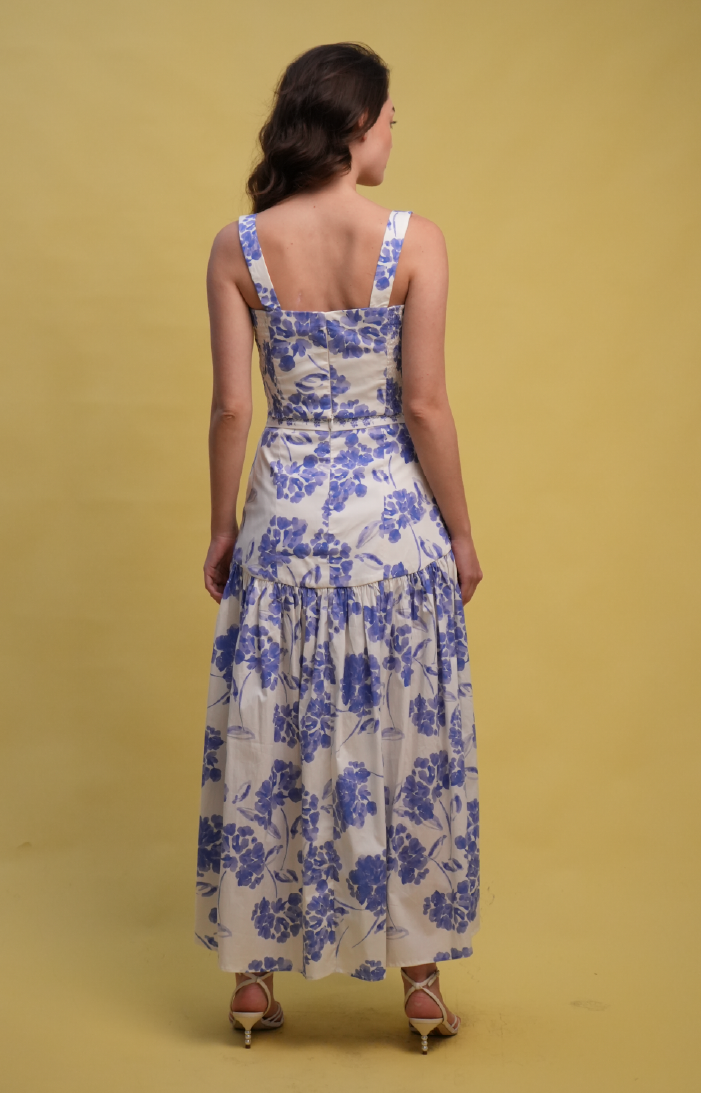 Aisha Midi Skirt - Hydra Blue Cream