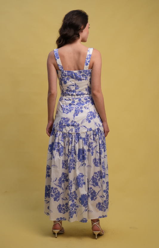 Aisha Midi Skirt - Hydra Blue Cream