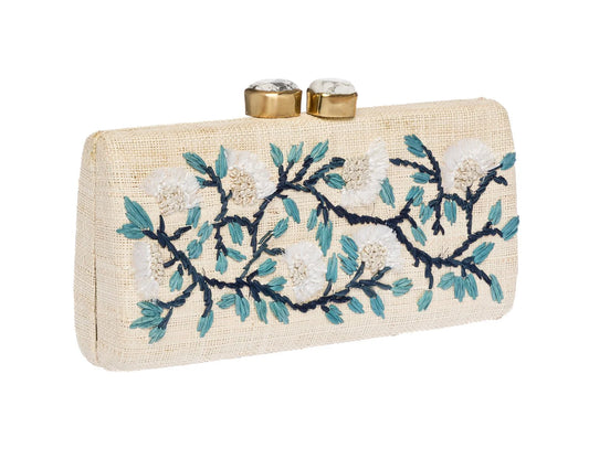 BLUE FLORAL ALESSANDRA CLUTCH
