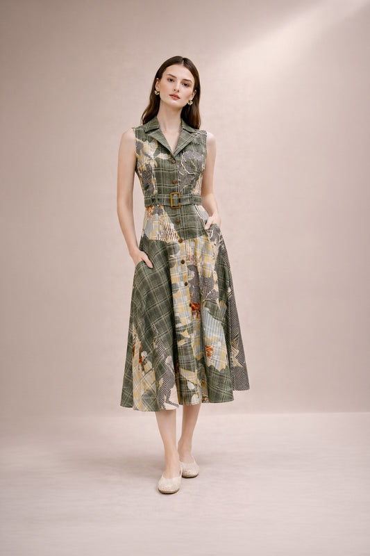 BELA KNOTCH COLLAR TlER DRESS