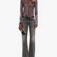 Grey Five-Pocket Flare Denim Pants