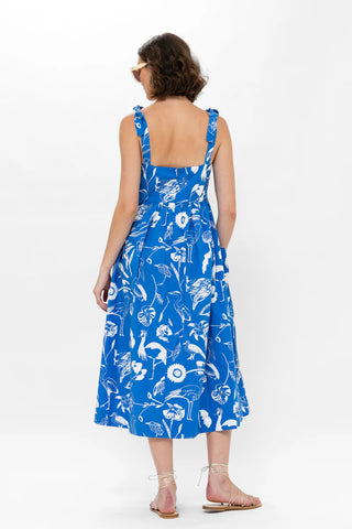 Tie Strap Pocket Midi Dress Audubon Blue