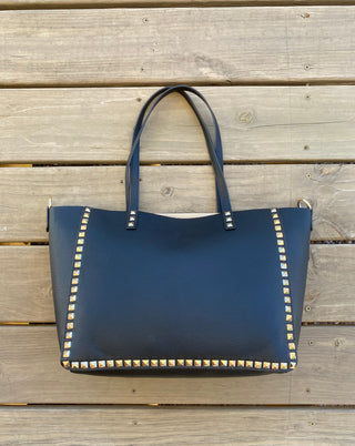 Large Shoulder Bag Metal Studs, Black