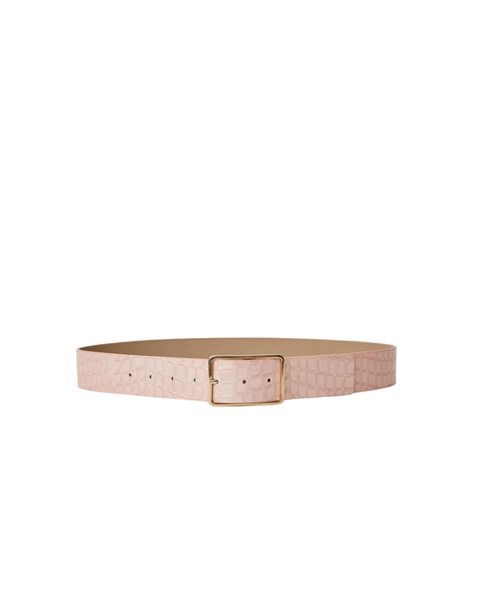 Milla Croco Luster Leather Belt In Petal Gold