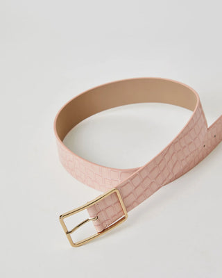 Milla Croco Luster Leather Belt In Petal Gold