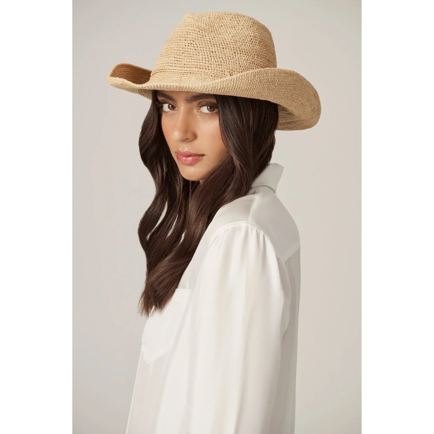 BELEN RAFFIA CROCHET FEDORA