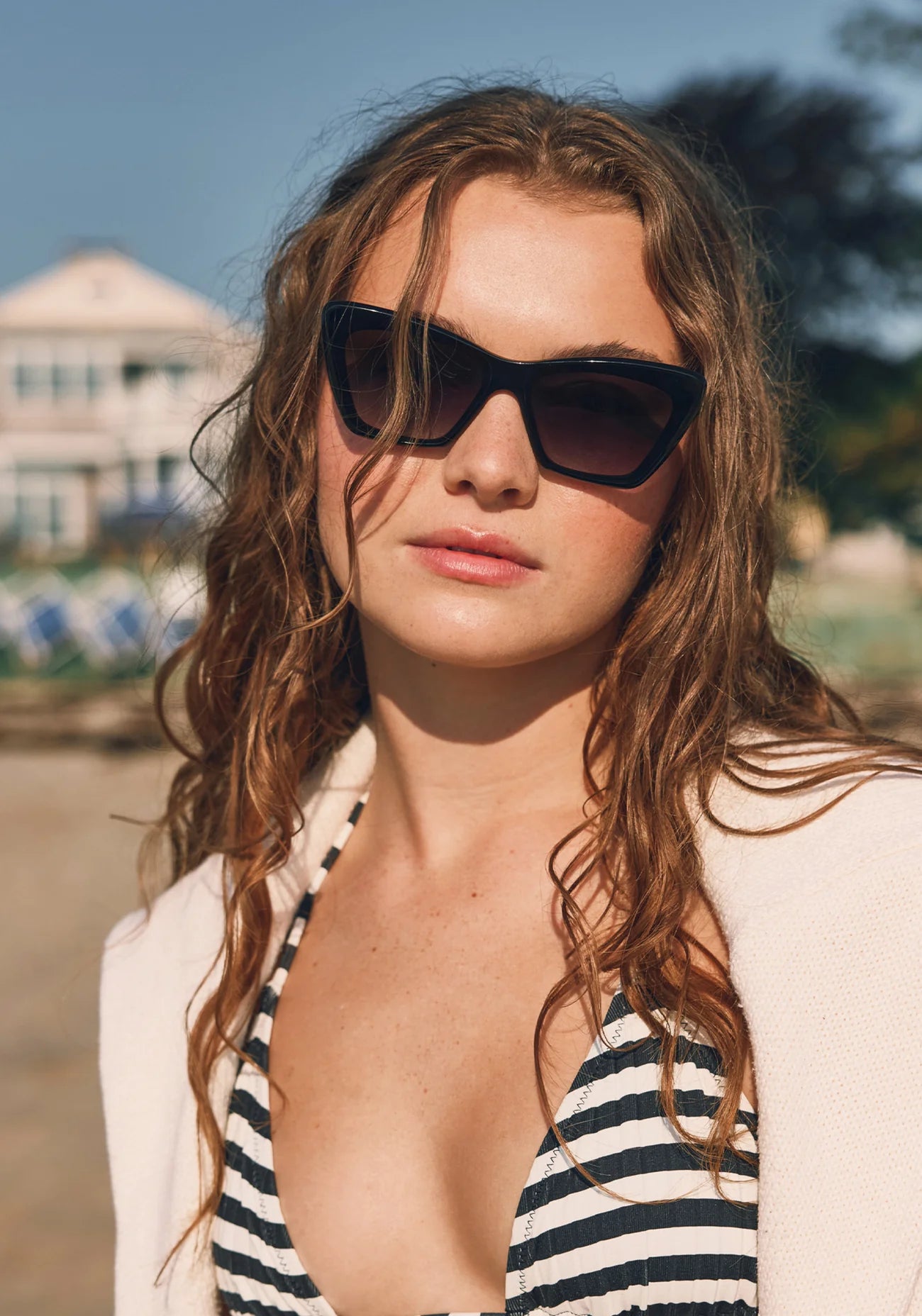 BRIGITTE NYLON Black + Black and Crystal Sunglasses