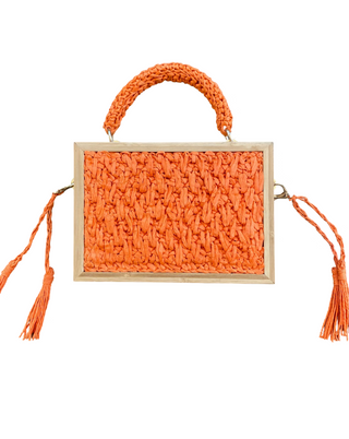 Rafia Box Clutch Orange