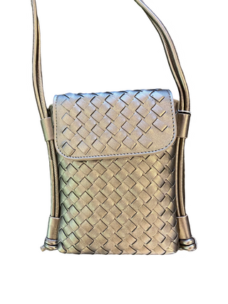 Woven Cell Phone Crossbody Bronze