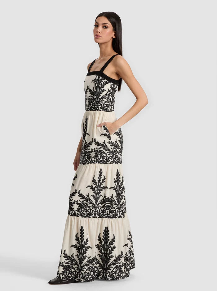 Saige Embroidered Tiered Maxi Dress