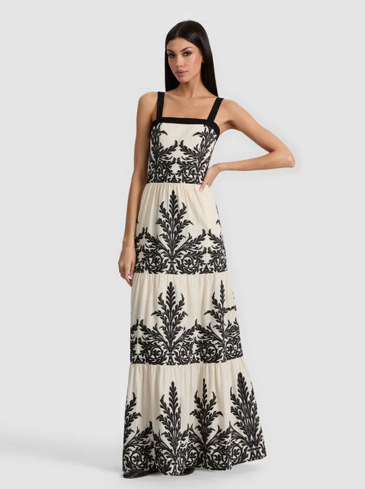 Saige Embroidered Tiered Maxi Dress