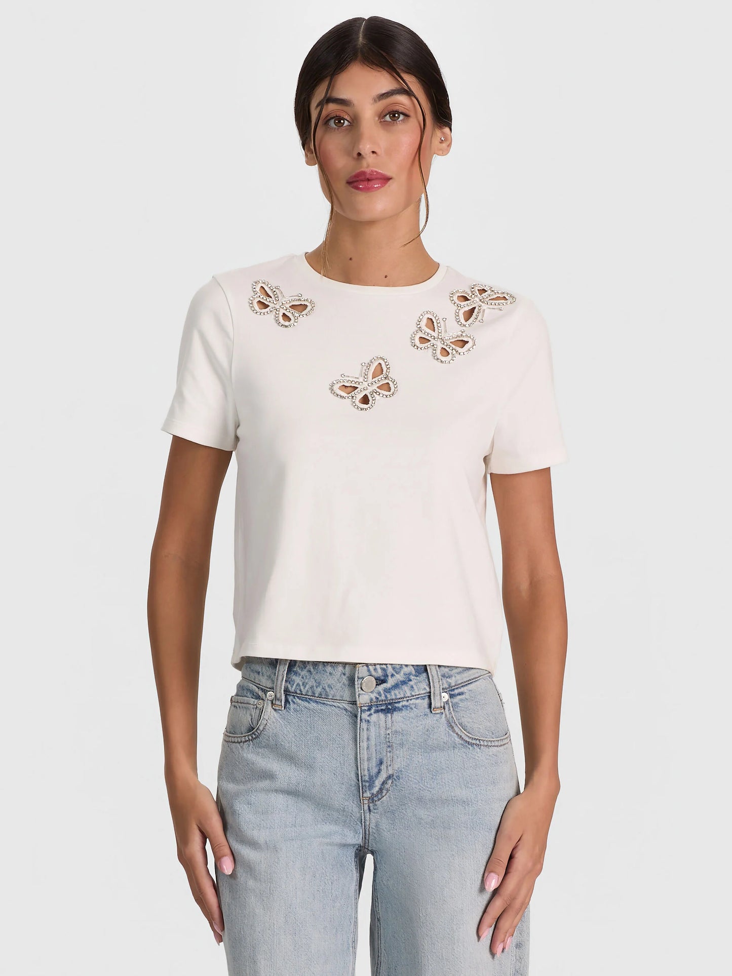 Cindy Embellished Cutout Tee