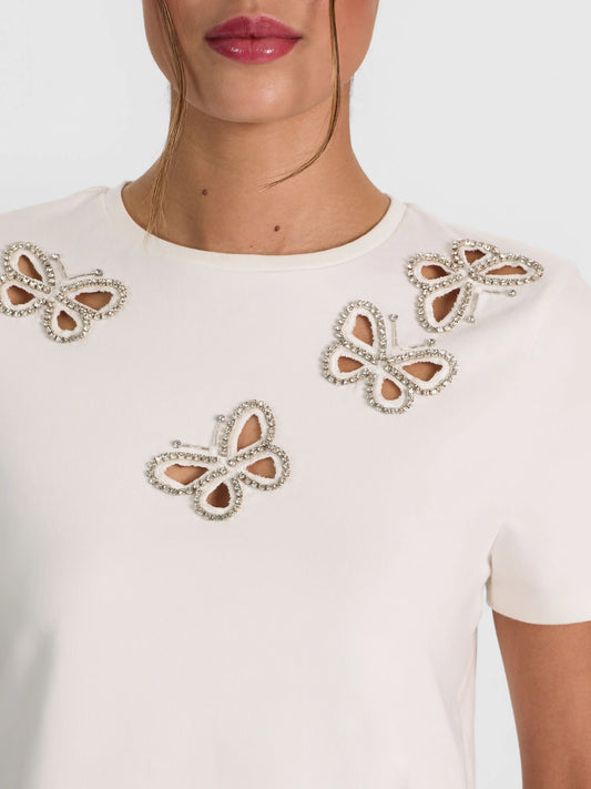 Cindy Embellished Cutout Tee