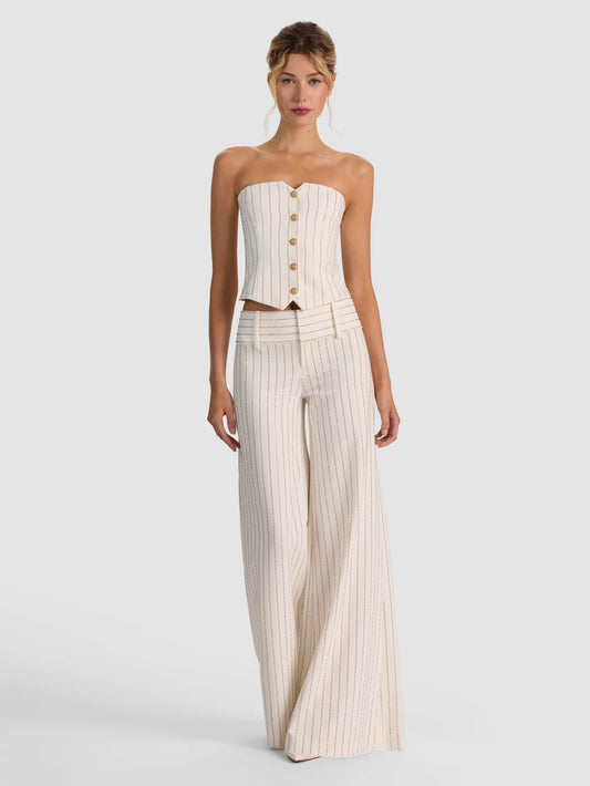 Off White & Gold Olivia Embellished Pant