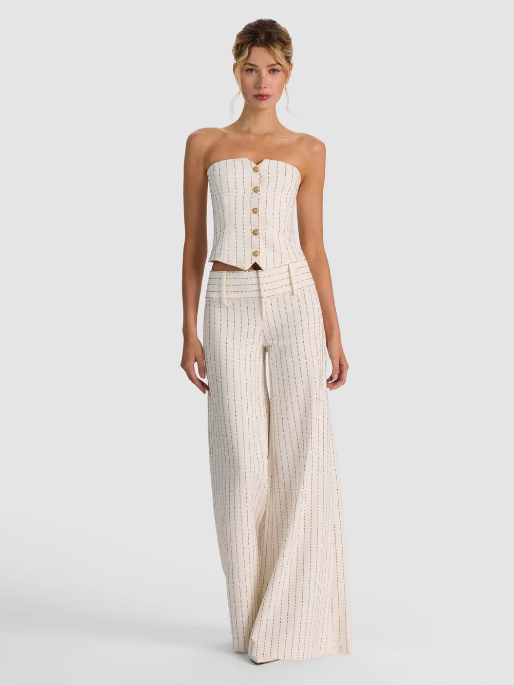 Off White & Gold Olivia Embellished Pant