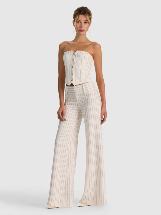 Off White & Gold Kelcey Embellished Strapless Vest