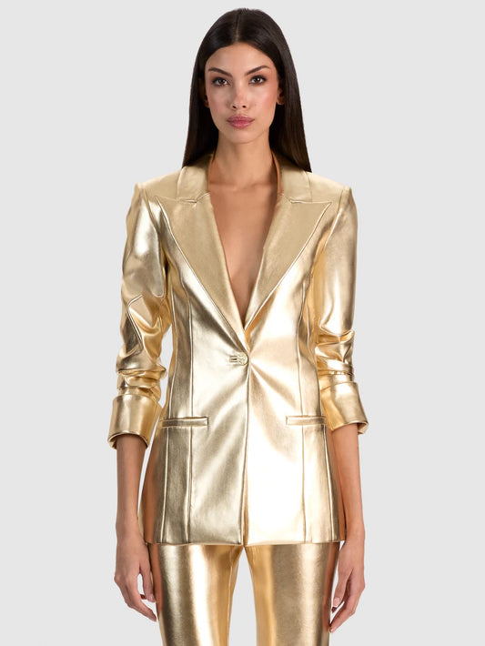 Burns Gold Vegan Leather Blazer