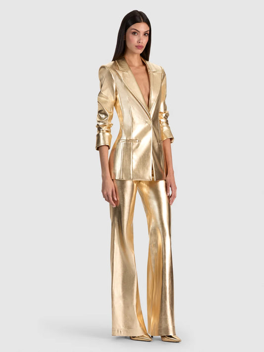 Burns Gold Vegan Leather Blazer