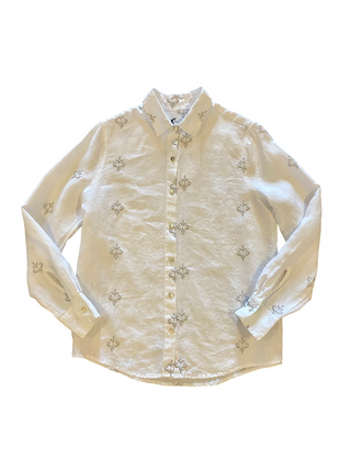 Embroidered Button Up Linen Shirt