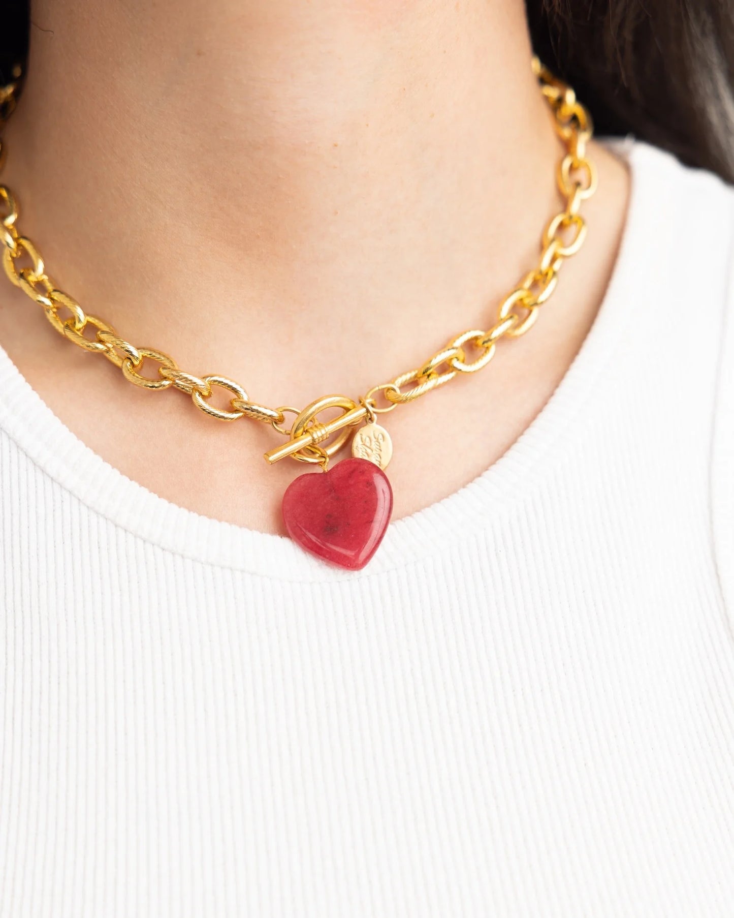 Stone Heart Toggle Necklace