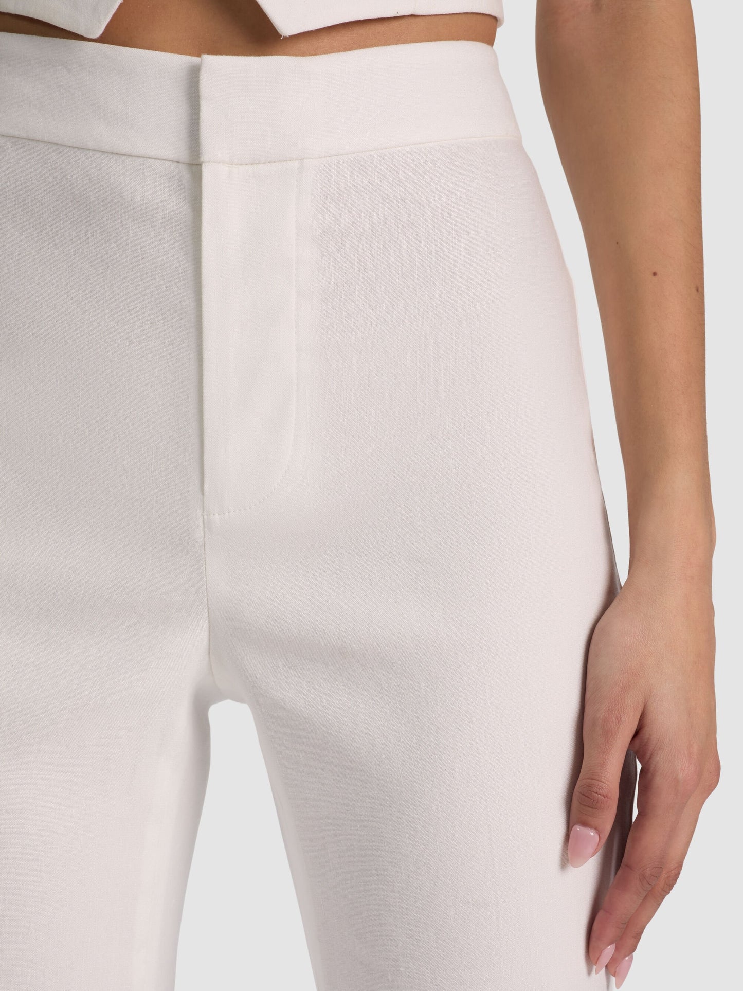 OFF WHITE LINDEN LINEN BOOTCUT TROUSER