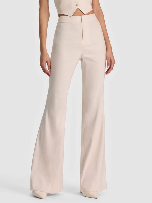 OATMEAL LINDEN LINEN BOOTCUT TROUSER
