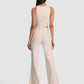 OATMEAL LINDEN LINEN BOOTCUT TROUSER