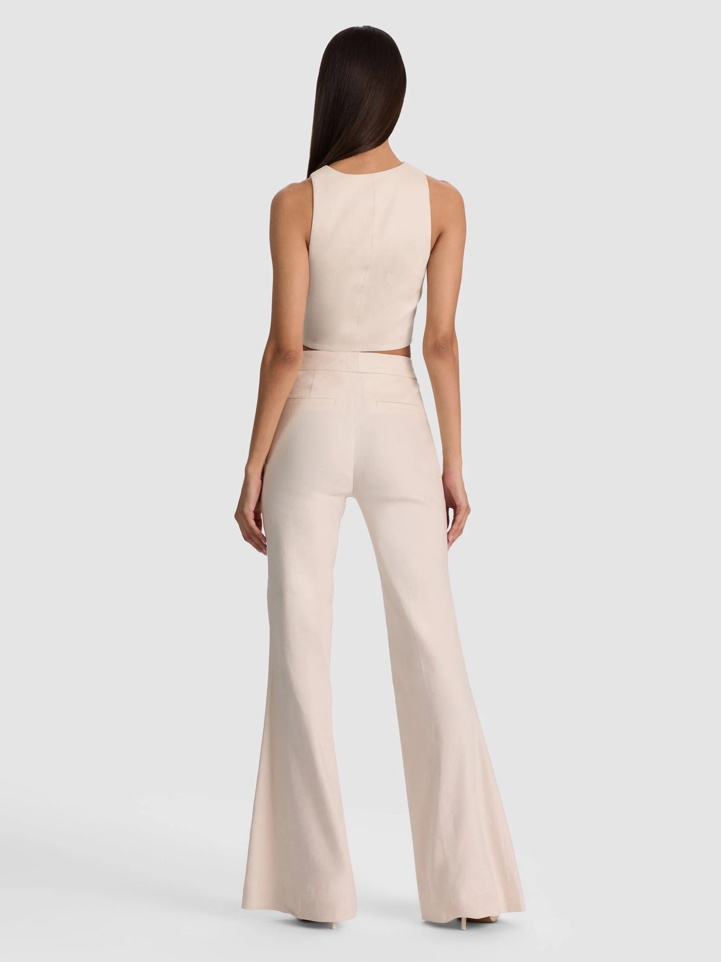 OATMEAL LINDEN LINEN BOOTCUT TROUSER