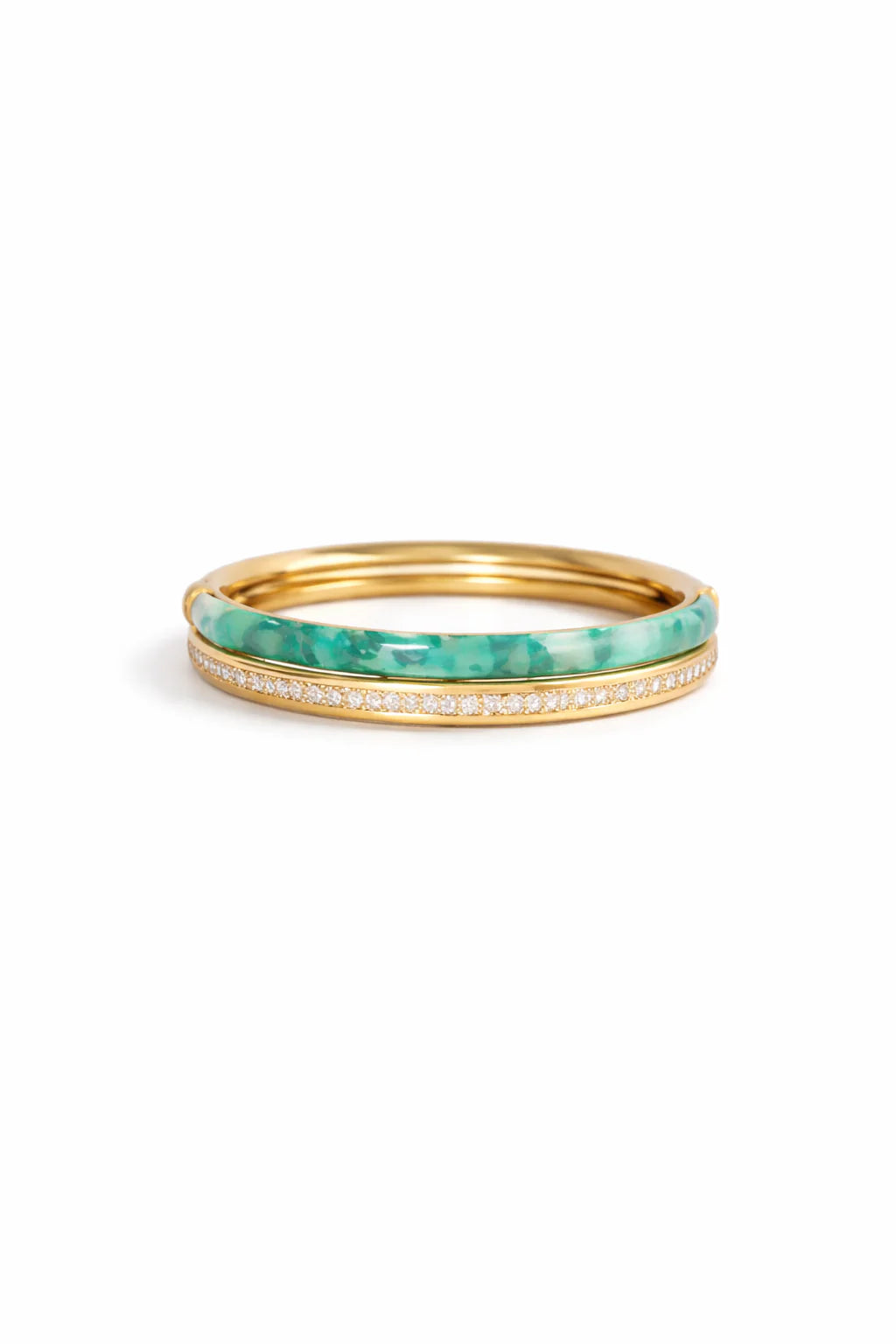 The Pave Stone Hinged Bracelet Duo