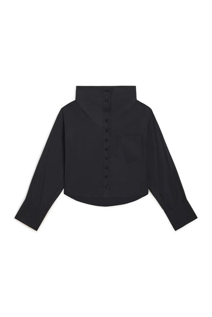 Black Bianca Funnel Neck Blouse