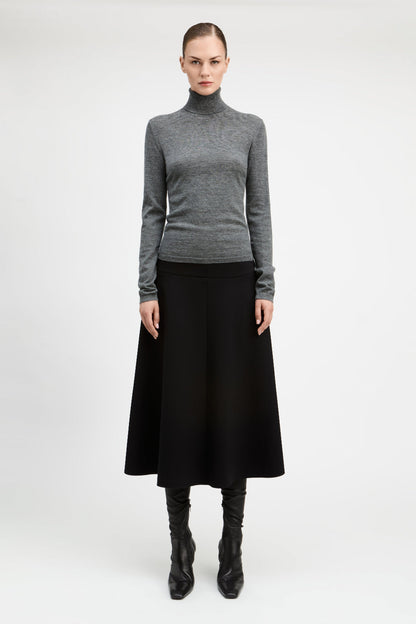 Black Antonia Ponte Midi Skirt