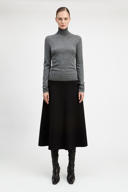 Black Antonia Ponte Midi Skirt
