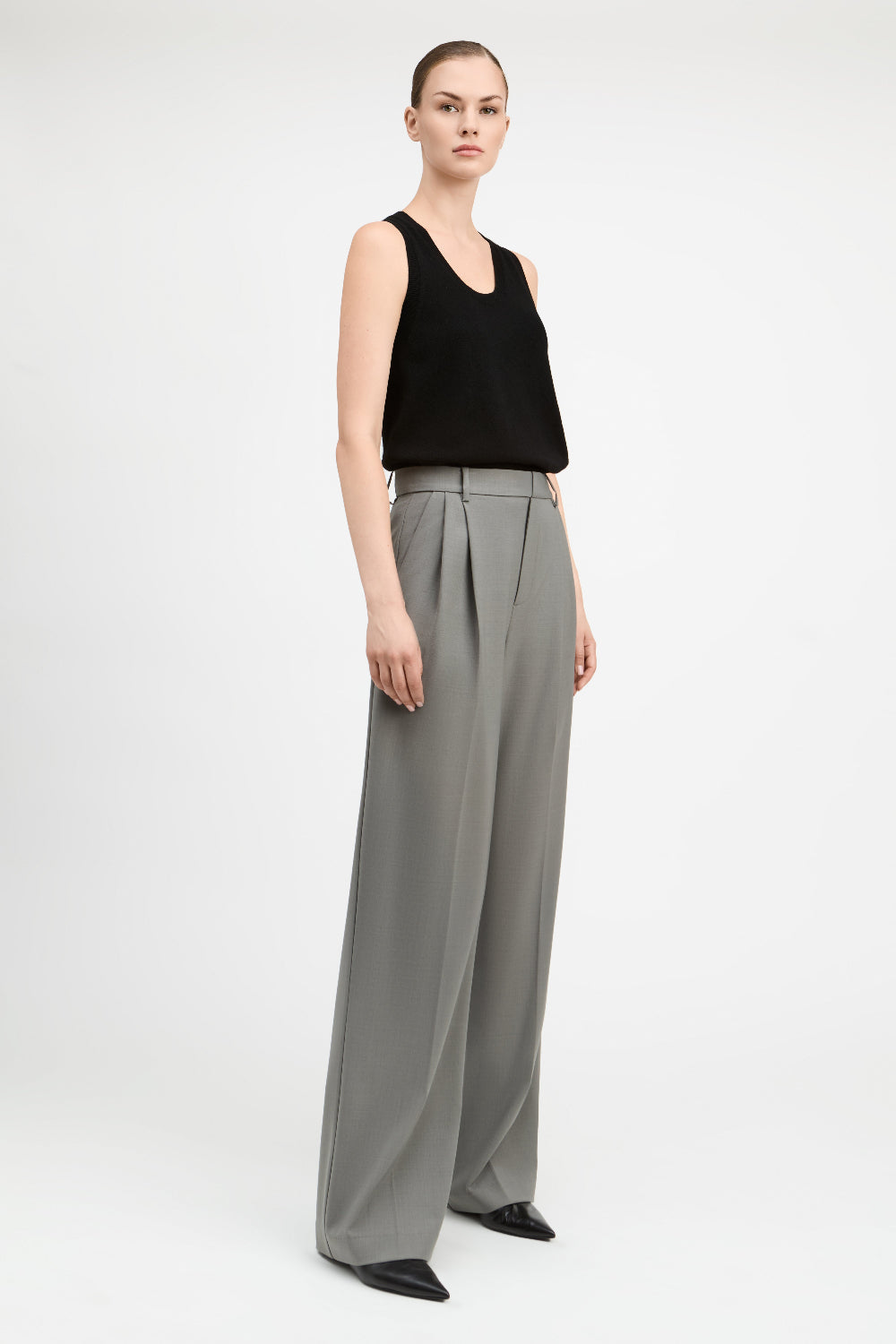 Ash Grey Christopher Wide Leg Pant