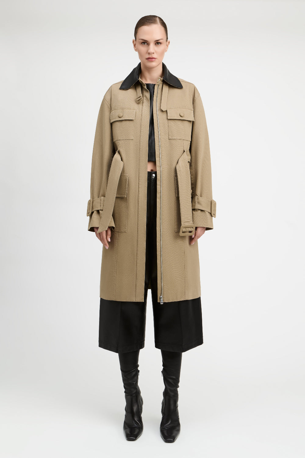 Washed Olive Landon Trench Coat