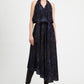 Deep Blue/Black Bradley Tie Neck Dress