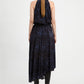 Deep Blue/Black Bradley Tie Neck Dress