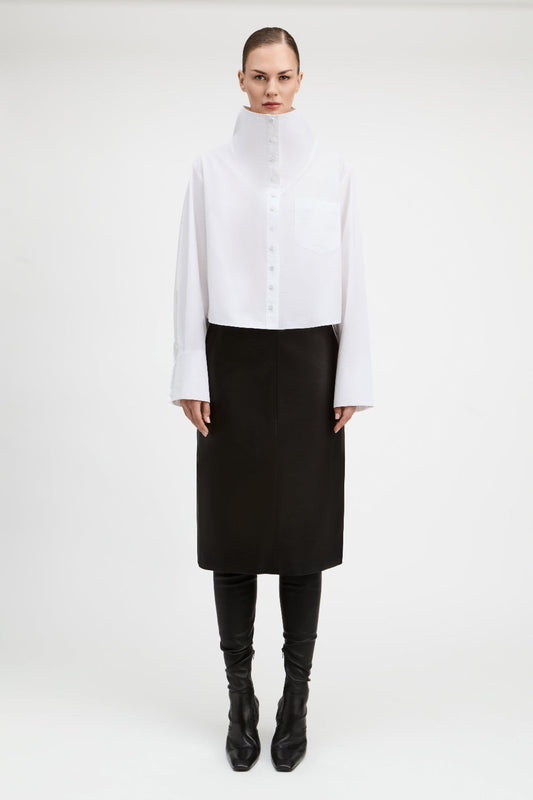 White Bianca Funnel Neck Blouse
